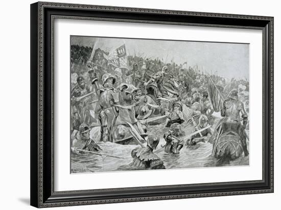 The Battle of Towton in 1461, Illustration from Hutchinsons 'Story of the British Nation'-Richard Caton Woodville-Framed Giclee Print