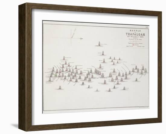 The Battle of Trafalgar, 21st October 1805, Positions in the Battle, circa 1830s-Alexander Keith Johnston-Framed Giclee Print