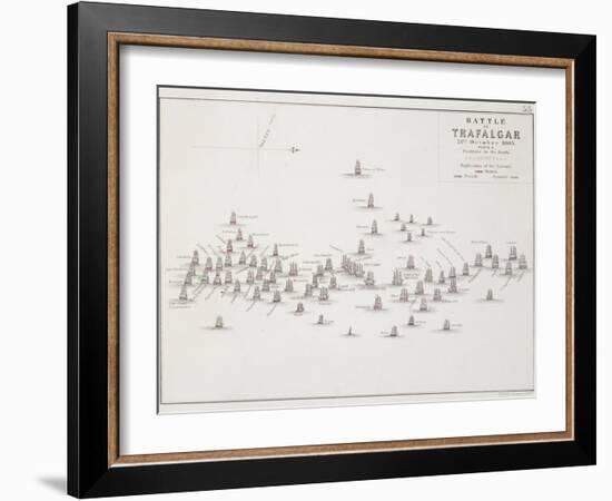 The Battle of Trafalgar, 21st October 1805, Positions in the Battle, circa 1830s-Alexander Keith Johnston-Framed Giclee Print