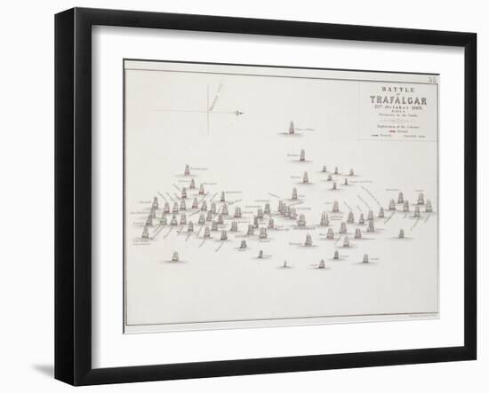 The Battle of Trafalgar, 21st October 1805, Positions in the Battle, circa 1830s-Alexander Keith Johnston-Framed Giclee Print