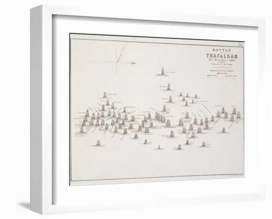 The Battle of Trafalgar, 21st October 1805, Positions in the Battle, circa 1830s-Alexander Keith Johnston-Framed Giclee Print