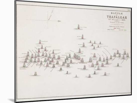 The Battle of Trafalgar, 21st October 1805, Positions in the Battle, circa 1830s-Alexander Keith Johnston-Mounted Giclee Print