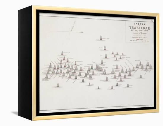 The Battle of Trafalgar, 21st October 1805, Positions in the Battle, circa 1830s-Alexander Keith Johnston-Framed Premier Image Canvas