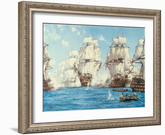 The Battle of Trafalgar-Montague Dawson-Framed Art Print