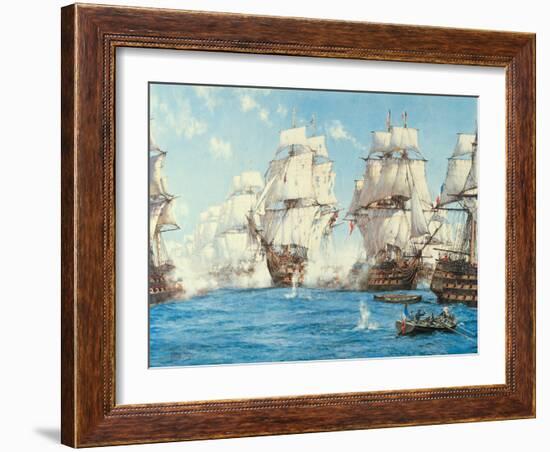 The Battle of Trafalgar-Montague Dawson-Framed Art Print