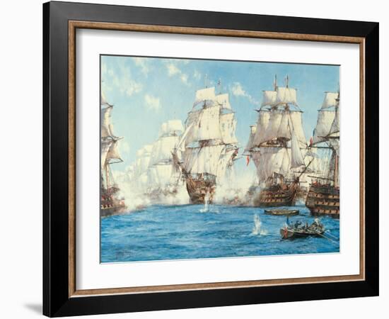 The Battle of Trafalgar-Montague Dawson-Framed Art Print