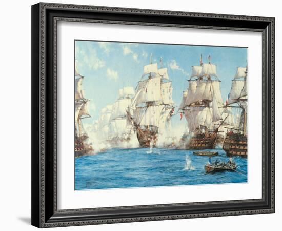 The Battle of Trafalgar-Montague Dawson-Framed Art Print