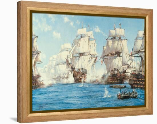 The Battle of Trafalgar-Montague Dawson-Framed Stretched Canvas