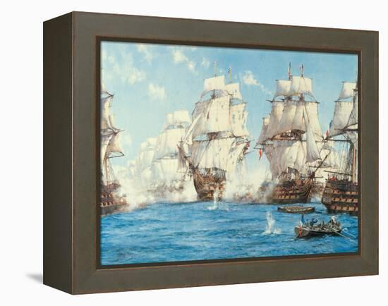 The Battle of Trafalgar-Montague Dawson-Framed Stretched Canvas