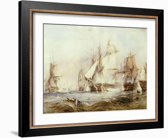 The Battle of Traflagar: the Victory Breaking the Line-George Chambers-Framed Giclee Print