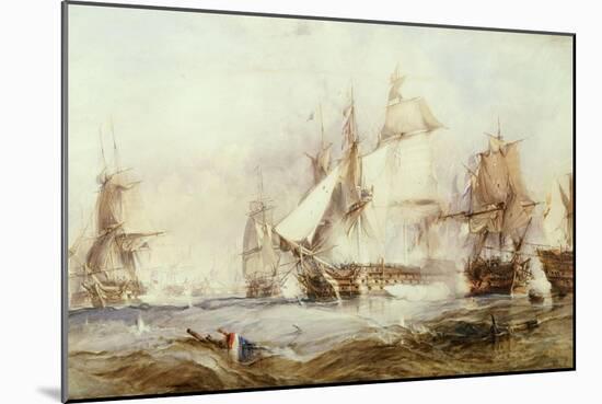 The Battle of Traflagar: the Victory Breaking the Line-George Chambers-Mounted Giclee Print