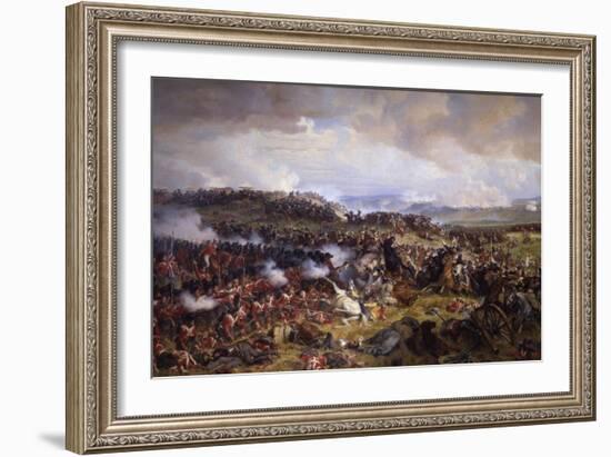 The Battle of Waterloo: British Squares Receiving the Charge of the French Cuirassiers-Felix Philippoteaux-Framed Giclee Print