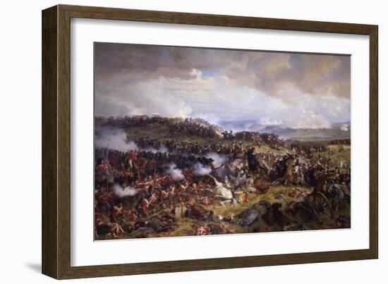 The Battle of Waterloo: British Squares Receiving the Charge of the French Cuirassiers-Felix Philippoteaux-Framed Giclee Print