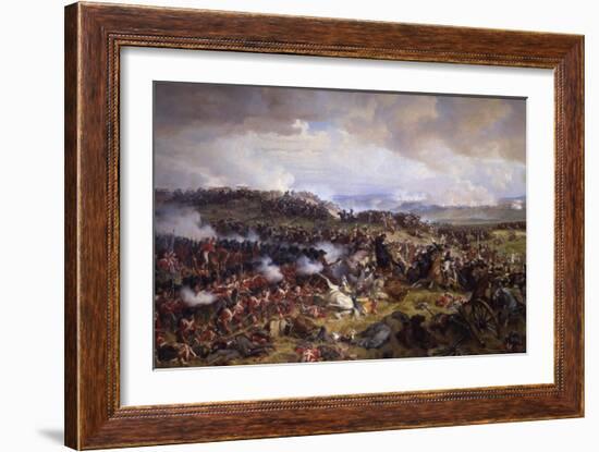 The Battle of Waterloo: British Squares Receiving the Charge of the French Cuirassiers-Felix Philippoteaux-Framed Giclee Print