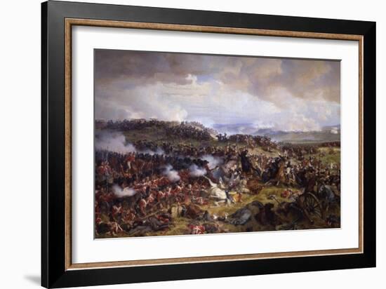 The Battle of Waterloo: British Squares Receiving the Charge of the French Cuirassiers-Felix Philippoteaux-Framed Giclee Print