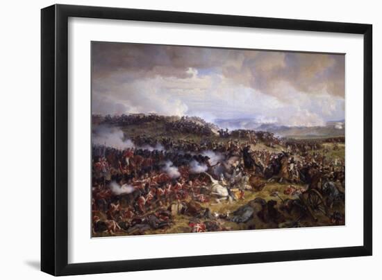 The Battle of Waterloo: British Squares Receiving the Charge of the French Cuirassiers-Felix Philippoteaux-Framed Giclee Print