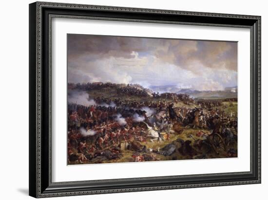 The Battle of Waterloo: British Squares Receiving the Charge of the French Cuirassiers-Felix Philippoteaux-Framed Giclee Print