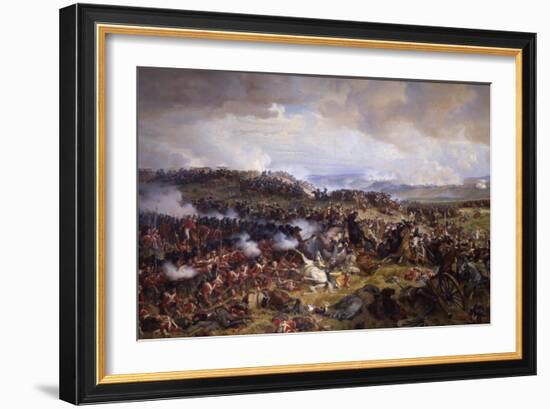 The Battle of Waterloo: British Squares Receiving the Charge of the French Cuirassiers-Felix Philippoteaux-Framed Giclee Print