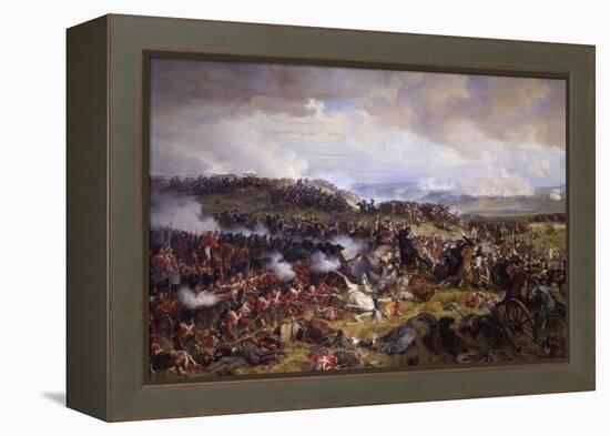 The Battle of Waterloo: British Squares Receiving the Charge of the French Cuirassiers-Felix Philippoteaux-Framed Premier Image Canvas