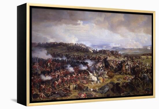 The Battle of Waterloo: British Squares Receiving the Charge of the French Cuirassiers-Felix Philippoteaux-Framed Premier Image Canvas