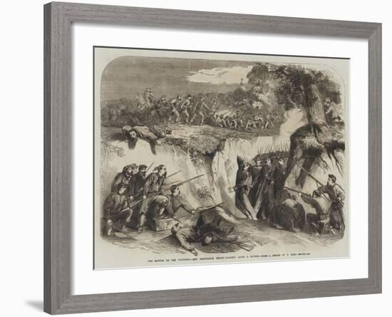 The Battle on the Volturno, the Neapolitan Troops Passing Along a Ravine-Thomas Nast-Framed Giclee Print