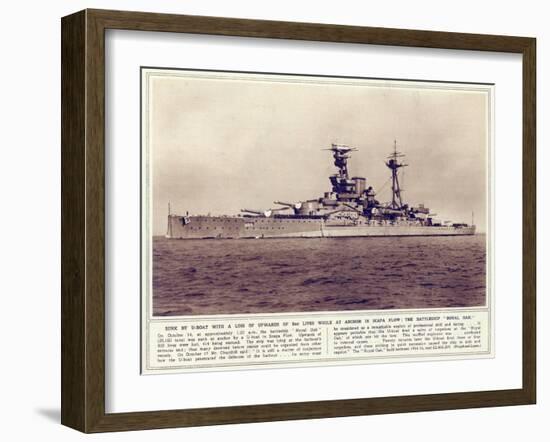 The Battleship, 'Royal Oak', from 'The Illustrated War News', Published 1st November 1939-English Photographer-Framed Giclee Print