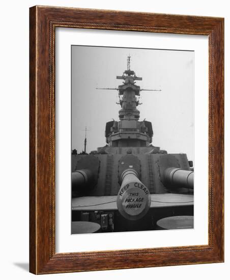 The Battleship South Dakota Resting in the Ship Storage Yard with It's Guns Sealed-Sam Shere-Framed Photographic Print