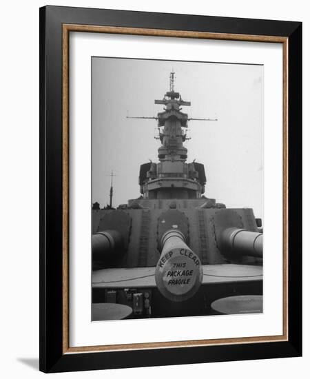 The Battleship South Dakota Resting in the Ship Storage Yard with It's Guns Sealed-Sam Shere-Framed Photographic Print