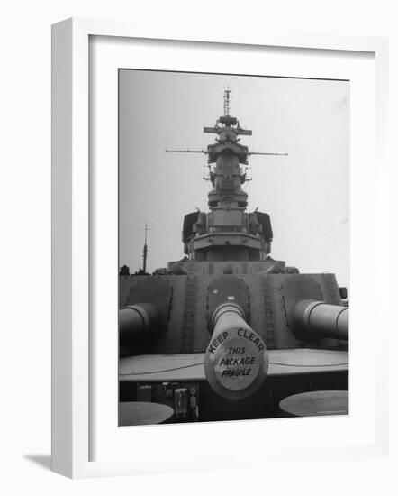 The Battleship South Dakota Resting in the Ship Storage Yard with It's Guns Sealed-Sam Shere-Framed Photographic Print