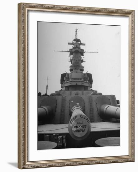 The Battleship South Dakota Resting in the Ship Storage Yard with It's Guns Sealed-Sam Shere-Framed Photographic Print