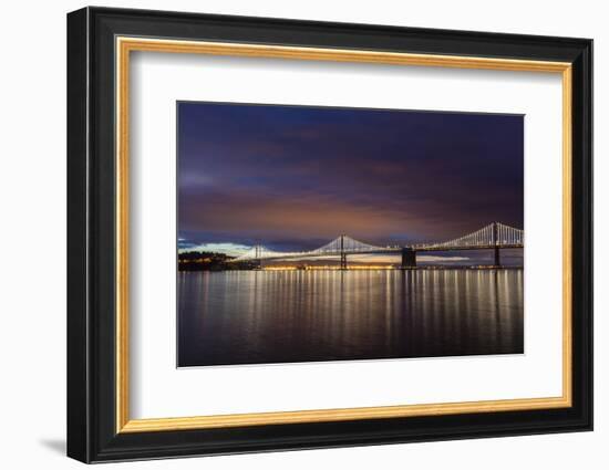 The Bay Bridge Reflects at Dawn in San Francisco, California, Usa-Chuck Haney-Framed Photographic Print