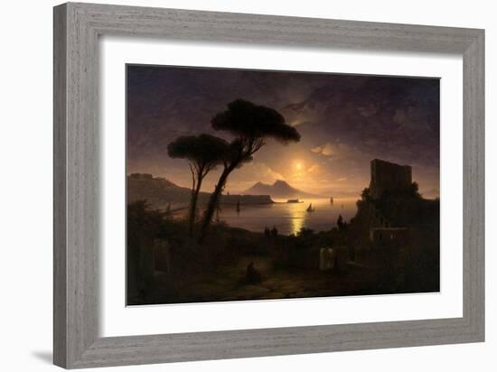 The Bay of Naples at Moonlit Night, 1842-Ivan Konstantinovich Aivazovsky-Framed Giclee Print