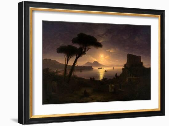 The Bay of Naples at Moonlit Night, 1842-Ivan Konstantinovich Aivazovsky-Framed Giclee Print