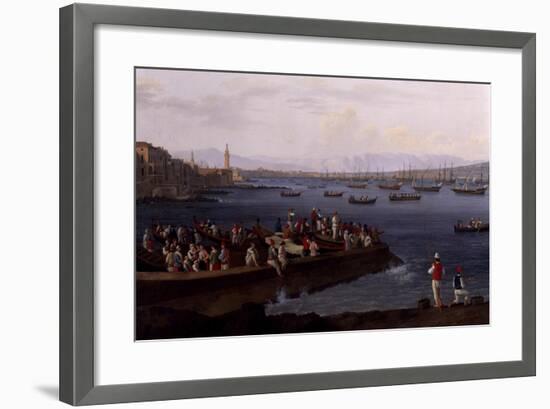 The Bay of Naples Near Santa Lucia Showing the Naval Fleets Returning from Algiers-Jacob Philipp Hackert-Framed Giclee Print
