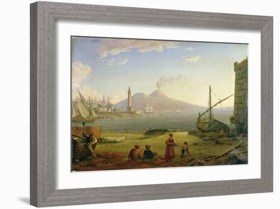 The Bay of Naples (Oil on Canvas)-Italian School-Framed Giclee Print