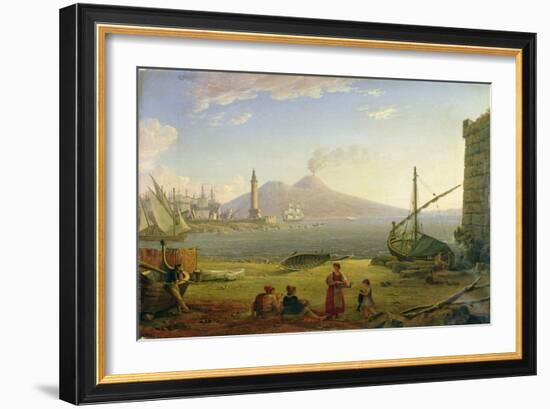 The Bay of Naples (Oil on Canvas)-Italian School-Framed Giclee Print