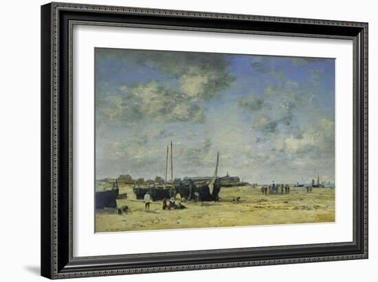 The Beach at Berck-Eugène Boudin-Framed Giclee Print