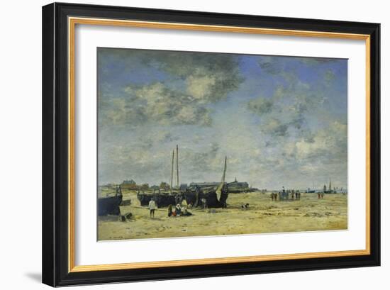 The Beach at Berck-Eugène Boudin-Framed Giclee Print