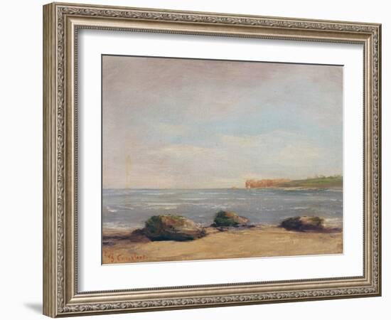 The Beach at Etretat, 1872 (Oil on Canvas)-Gustave Courbet-Framed Giclee Print