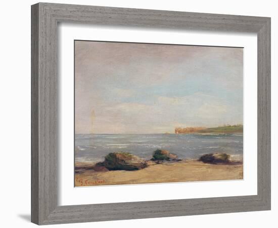 The Beach at Etretat, 1872 (Oil on Canvas)-Gustave Courbet-Framed Giclee Print