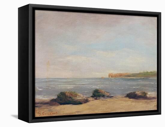 The Beach at Etretat, 1872 (Oil on Canvas)-Gustave Courbet-Framed Premier Image Canvas