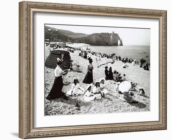 The Beach at Etretat, C.1900-null-Framed Photographic Print