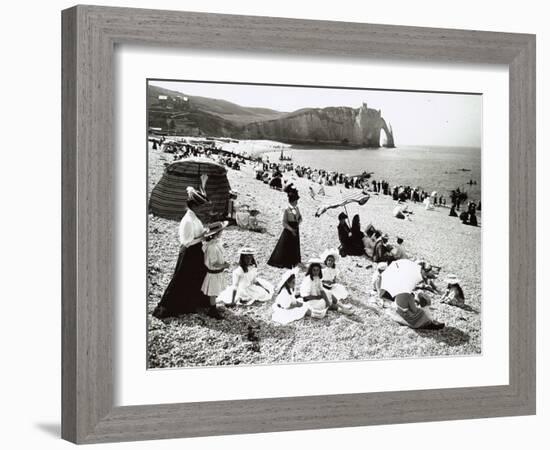 The Beach at Etretat, C.1900-null-Framed Photographic Print