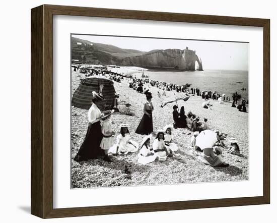 The Beach at Etretat, C.1900-null-Framed Photographic Print