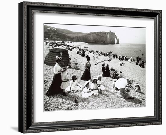 The Beach at Etretat, C.1900-null-Framed Photographic Print