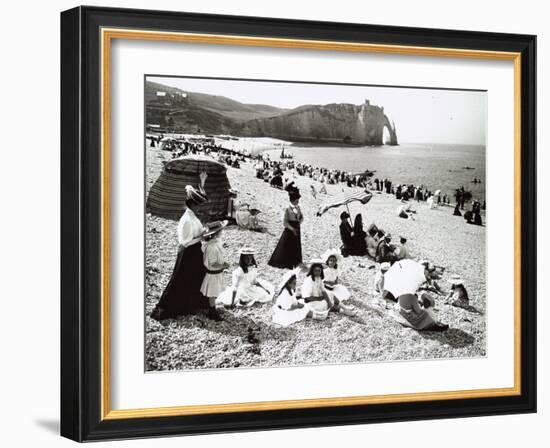 The Beach at Etretat, C.1900-null-Framed Photographic Print