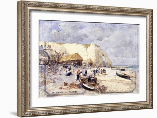 The Beach at Etretat-Luigi Loir-Framed Giclee Print