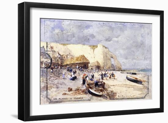 The Beach at Etretat-Luigi Loir-Framed Giclee Print
