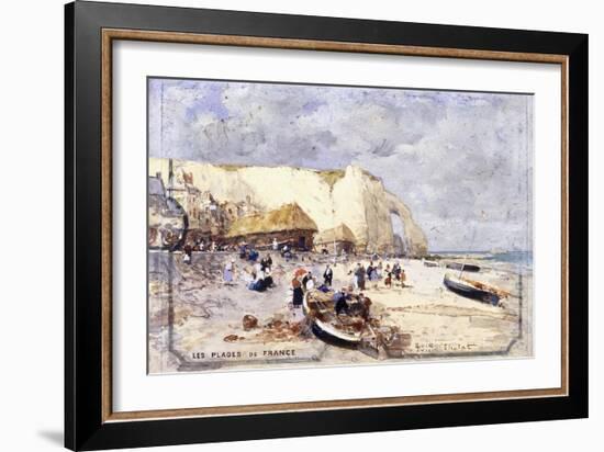 The Beach at Etretat-Luigi Loir-Framed Giclee Print