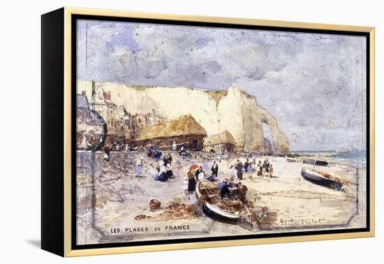 The Beach at Etretat-Luigi Loir-Framed Premier Image Canvas